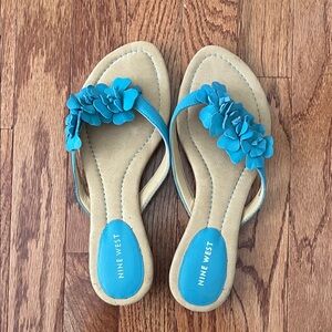 Nine West Turquoise Floral Sandals